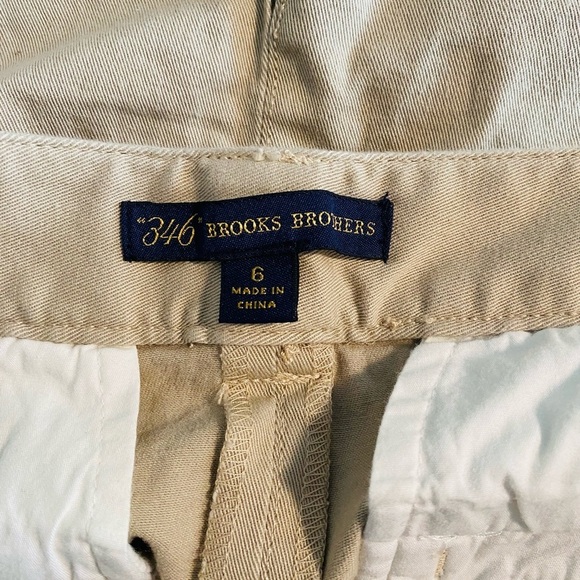 Brooks Brothers Khaki Skirt with Front Pleat and Button Tie Back Businesswear - Picture 3 of 6